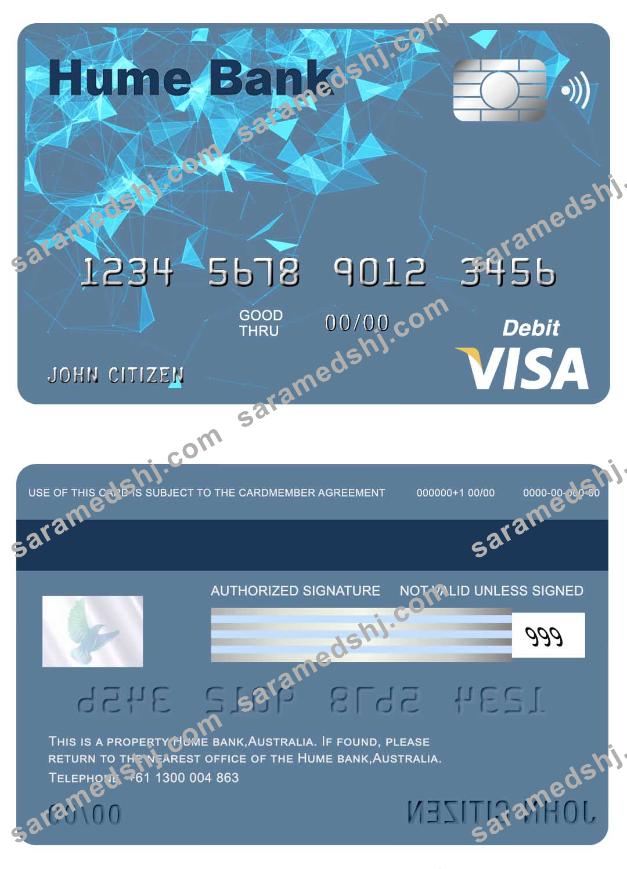 Australia Hume bank visa card